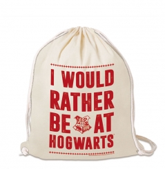 Harry Potter - I Would Rather Be At Hogwarts - Gym Bag - 100% Cotton Backpack 