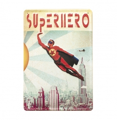 Superhero - Man - Blechschild - aus robustem Stahblech - gewölbt mit Prägung - 20 x 30 cm 