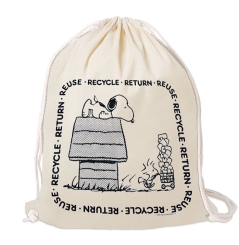 Peanuts - Snoopy &  Woodstock - Reuse - Recycle - Return - Gymsack - Drawstring Bag  