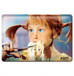 Pippi Longstocking - Spaghetti - Tin sign - Made of sturdy sheet steel - Curved with embossing - 30 x 20 cm 