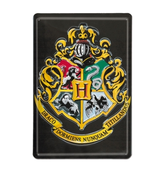 Harry Potter - Hogwarts Logo - Blechschild - aus robustem Stahblech - gewölbt mit Prägung - 20 x 30 cm 