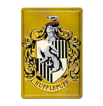 Harry Potter - Hufflepuff Classic Logo - Tin sign - Made of sturdy sheet steel - Curved with embossing - 20 x 30 cm 
