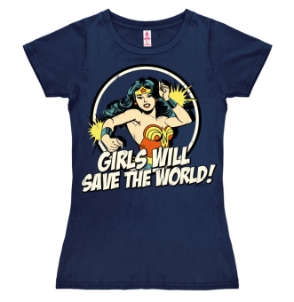 Wonder Woman - Girls Will Save The World - DC Comics - T-Shirt Print - Damen 