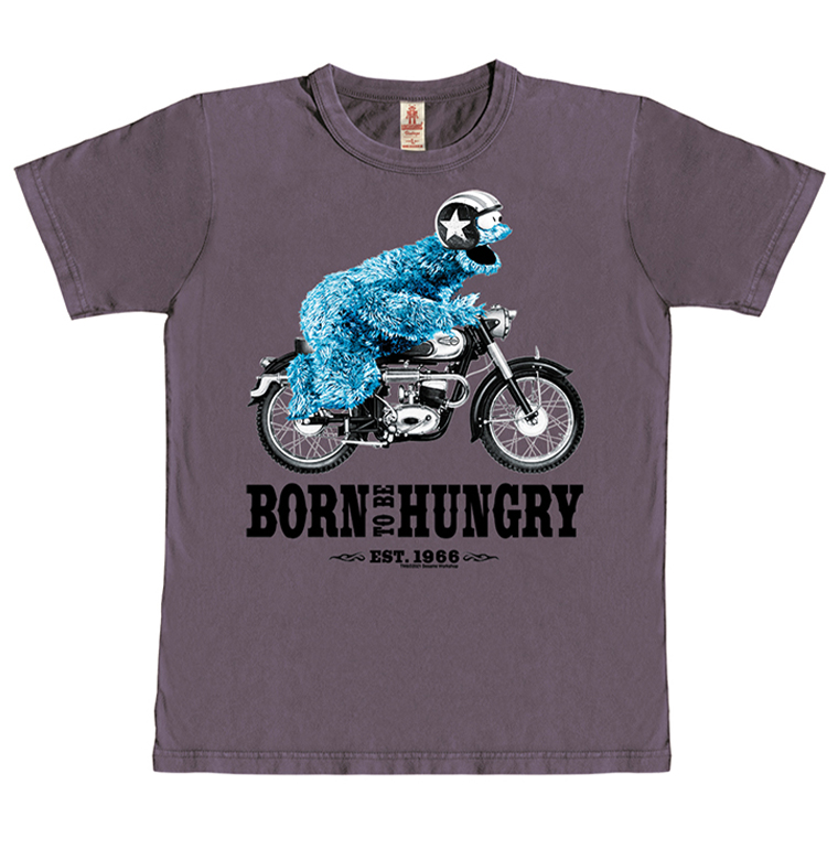 Logoshirt Sesamstrasse - Krümelmonster - Motorrad - Born To Be Hungry - T-Shirt Vintage Print - Herren